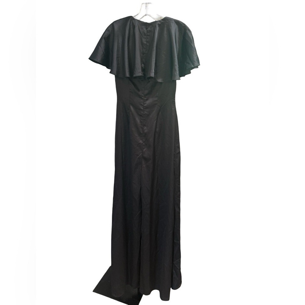 Andrea Iyamah Jumpsuit Black Wide Leg Ruffle Trim Size Small - Picture 6 of 11